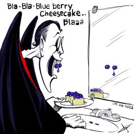 Dracula loves blueberry cheesecake